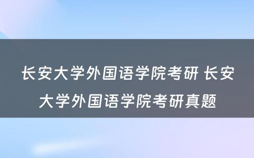 长安大学外国语学院考研 长安大学外国语学院考研真题