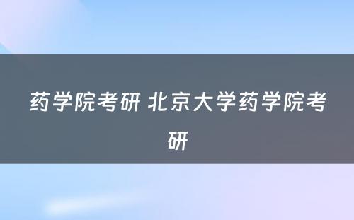 药学院考研 北京大学药学院考研