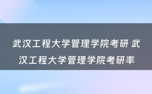 武汉工程大学管理学院考研 武汉工程大学管理学院考研率