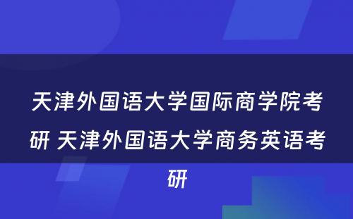 天津外国语大学国际商学院考研 天津外国语大学商务英语考研