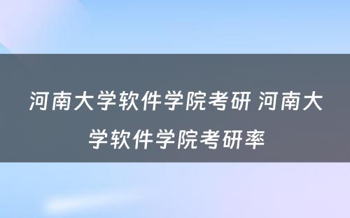 河南大学软件学院考研 河南大学软件学院考研率