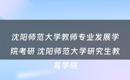 沈阳师范大学教师专业发展学院考研 沈阳师范大学研究生教育学院