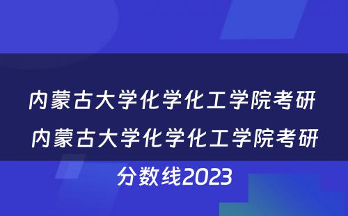 内蒙古大学化学化工学院考研 内蒙古大学化学化工学院考研分数线2023