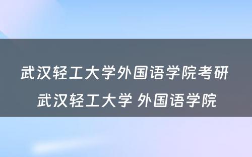 武汉轻工大学外国语学院考研 武汉轻工大学 外国语学院