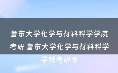 鲁东大学化学与材料科学学院考研 鲁东大学化学与材料科学学院考研率