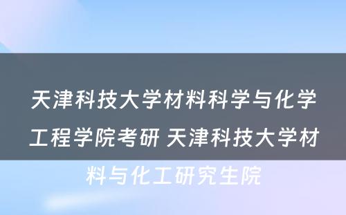 天津科技大学材料科学与化学工程学院考研 天津科技大学材料与化工研究生院