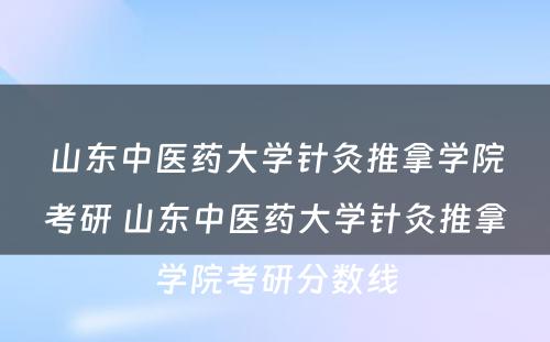 山东中医药大学针灸推拿学院考研 山东中医药大学针灸推拿学院考研分数线