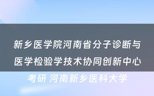 新乡医学院河南省分子诊断与医学检验学技术协同创新中心考研 河南新乡医科大学