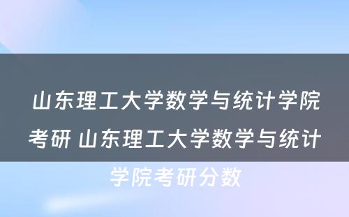 山东理工大学数学与统计学院考研 山东理工大学数学与统计学院考研分数