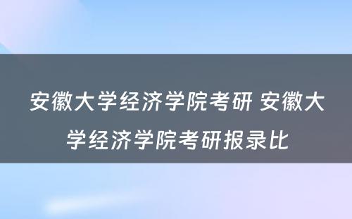 安徽大学经济学院考研 安徽大学经济学院考研报录比