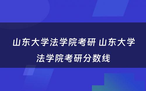 山东大学法学院考研 山东大学法学院考研分数线