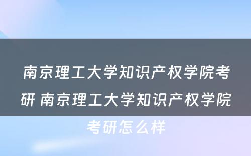 南京理工大学知识产权学院考研 南京理工大学知识产权学院考研怎么样