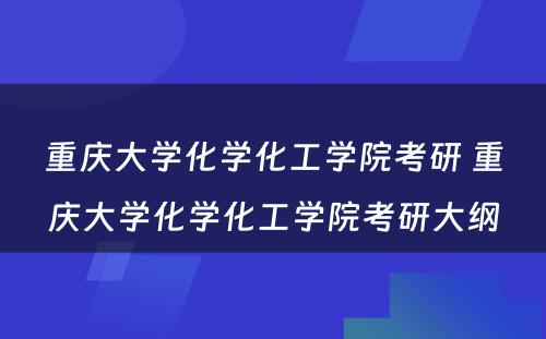 重庆大学化学化工学院考研 重庆大学化学化工学院考研大纲