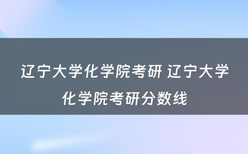 辽宁大学化学院考研 辽宁大学化学院考研分数线