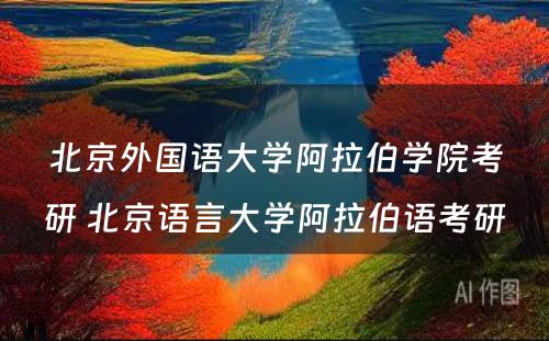 北京外国语大学阿拉伯学院考研 北京语言大学阿拉伯语考研