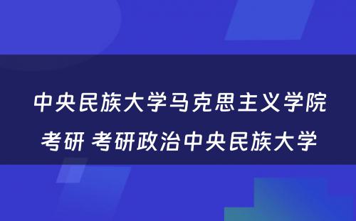 中央民族大学马克思主义学院考研 考研政治中央民族大学