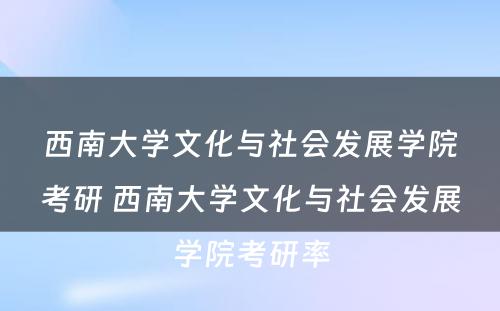 西南大学文化与社会发展学院考研 西南大学文化与社会发展学院考研率