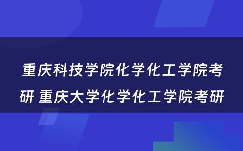 重庆科技学院化学化工学院考研 重庆大学化学化工学院考研