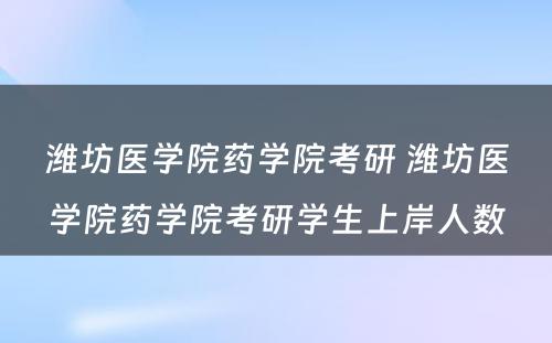 潍坊医学院药学院考研 潍坊医学院药学院考研学生上岸人数