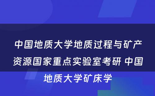 中国地质大学地质过程与矿产资源国家重点实验室考研 中国地质大学矿床学