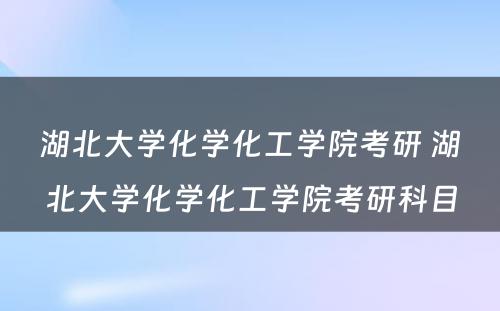 湖北大学化学化工学院考研 湖北大学化学化工学院考研科目