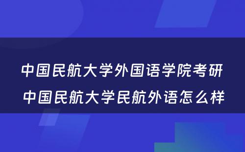 中国民航大学外国语学院考研 中国民航大学民航外语怎么样