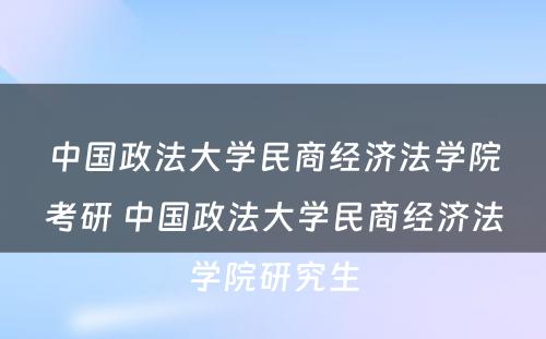 中国政法大学民商经济法学院考研 中国政法大学民商经济法学院研究生