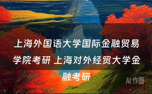 上海外国语大学国际金融贸易学院考研 上海对外经贸大学金融考研