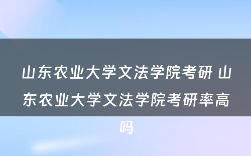 山东农业大学文法学院考研 山东农业大学文法学院考研率高吗