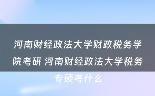 河南财经政法大学财政税务学院考研 河南财经政法大学税务专硕考什么