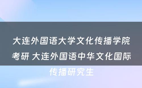 大连外国语大学文化传播学院考研 大连外国语中华文化国际传播研究生