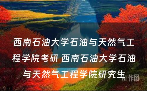 西南石油大学石油与天然气工程学院考研 西南石油大学石油与天然气工程学院研究生