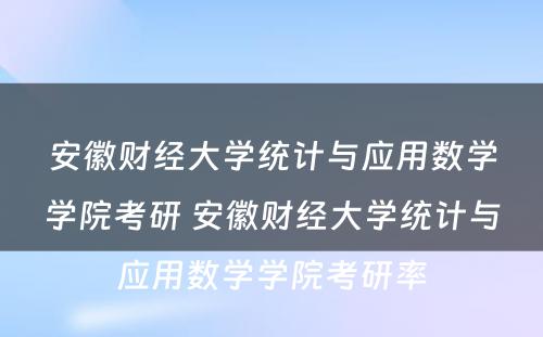 安徽财经大学统计与应用数学学院考研 安徽财经大学统计与应用数学学院考研率