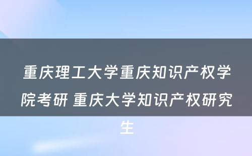 重庆理工大学重庆知识产权学院考研 重庆大学知识产权研究生