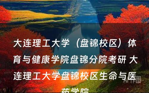 大连理工大学（盘锦校区）体育与健康学院盘锦分院考研 大连理工大学盘锦校区生命与医药学院