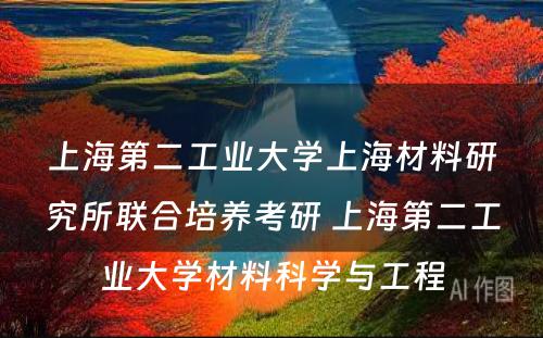 上海第二工业大学上海材料研究所联合培养考研 上海第二工业大学材料科学与工程