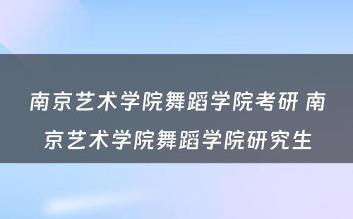 南京艺术学院舞蹈学院考研 南京艺术学院舞蹈学院研究生