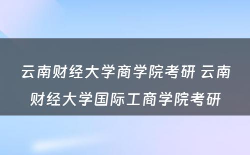 云南财经大学商学院考研 云南财经大学国际工商学院考研