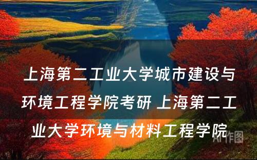 上海第二工业大学城市建设与环境工程学院考研 上海第二工业大学环境与材料工程学院