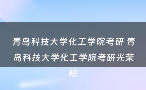 青岛科技大学化工学院考研 青岛科技大学化工学院考研光荣榜