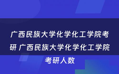 广西民族大学化学化工学院考研 广西民族大学化学化工学院考研人数