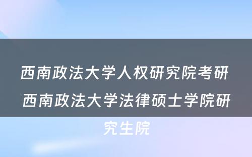 西南政法大学人权研究院考研 西南政法大学法律硕士学院研究生院