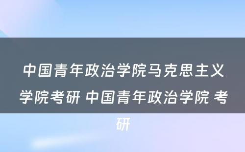 中国青年政治学院马克思主义学院考研 中国青年政治学院 考研