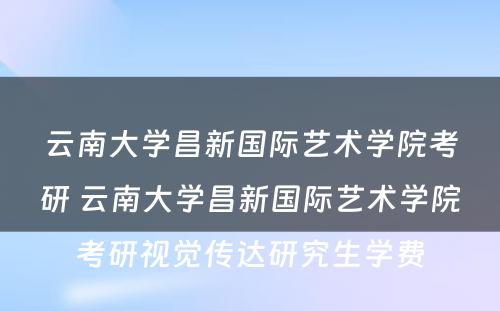 云南大学昌新国际艺术学院考研 云南大学昌新国际艺术学院考研视觉传达研究生学费