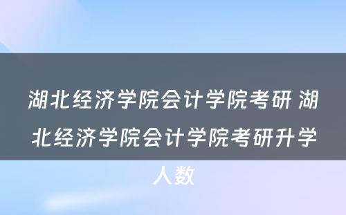 湖北经济学院会计学院考研 湖北经济学院会计学院考研升学人数