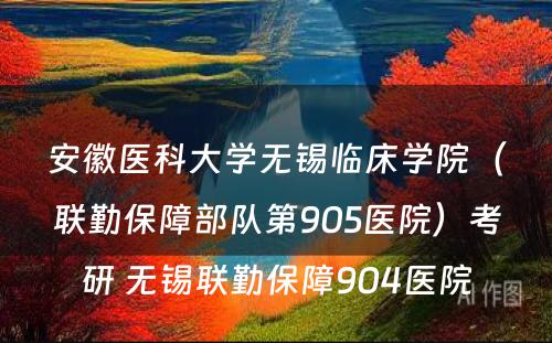 安徽医科大学无锡临床学院（联勤保障部队第905医院）考研 无锡联勤保障904医院