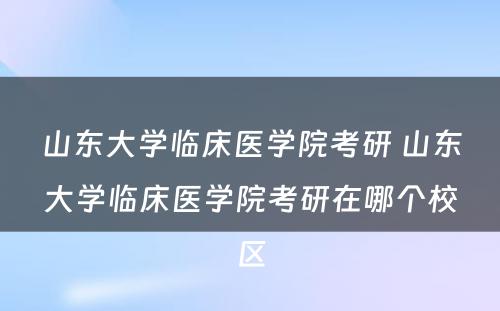 山东大学临床医学院考研 山东大学临床医学院考研在哪个校区