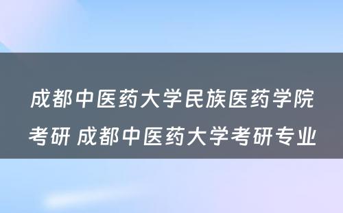 成都中医药大学民族医药学院考研 成都中医药大学考研专业