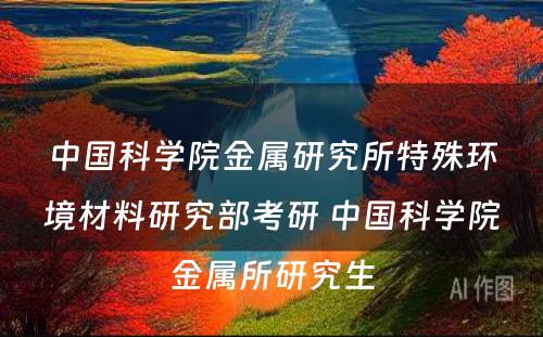 中国科学院金属研究所特殊环境材料研究部考研 中国科学院金属所研究生