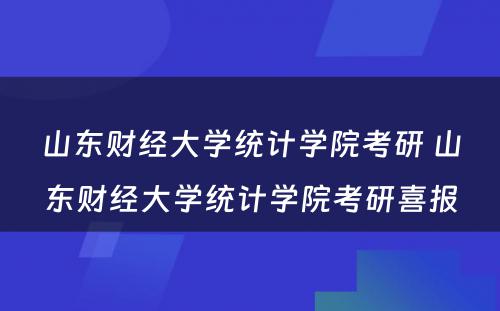 山东财经大学统计学院考研 山东财经大学统计学院考研喜报